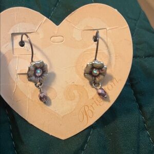 New Brighton Silver and Purple Floral Earrings